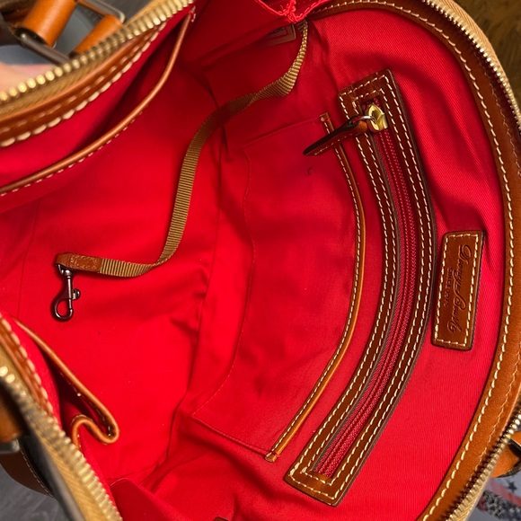 Dooney & Bourke Darcy Satchel. Elephant/Grey/Mushroom and Brown Leather Bag - Picture 4 of 7